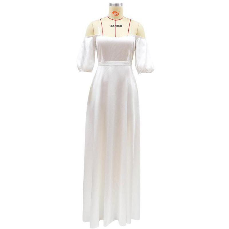 Women Dress Temperament Wedding Party Slash Neck Off Shoulder Evening es Long Plus Size Maxi es 210513