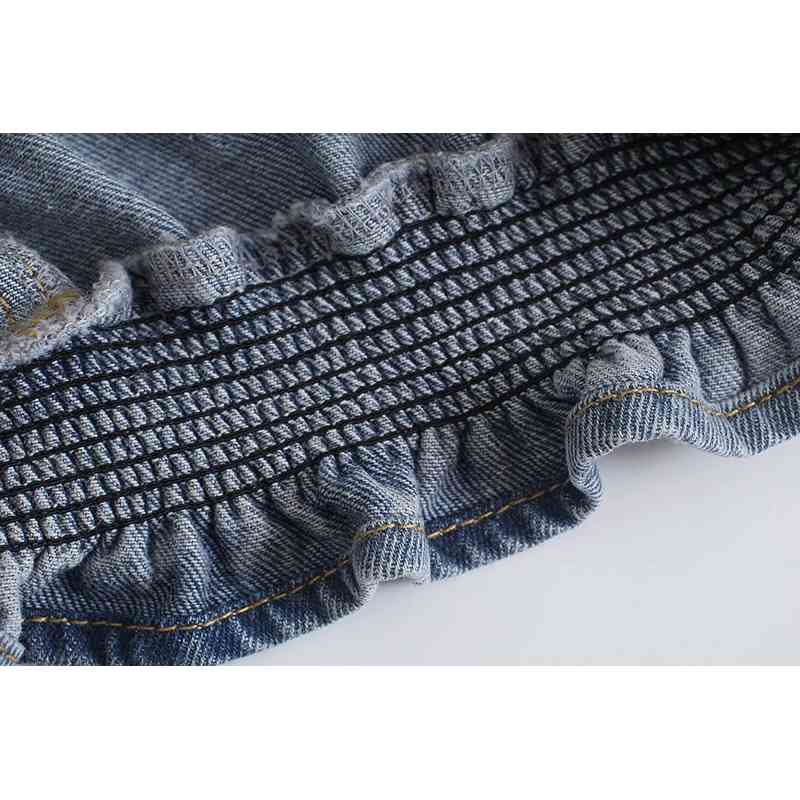 [DEAT] Women Denim Shirt Single-breasted Solid Color Turn-down Collar Short Sleeve Tops Fashion Spring Summer 13D071 210527 - view 7