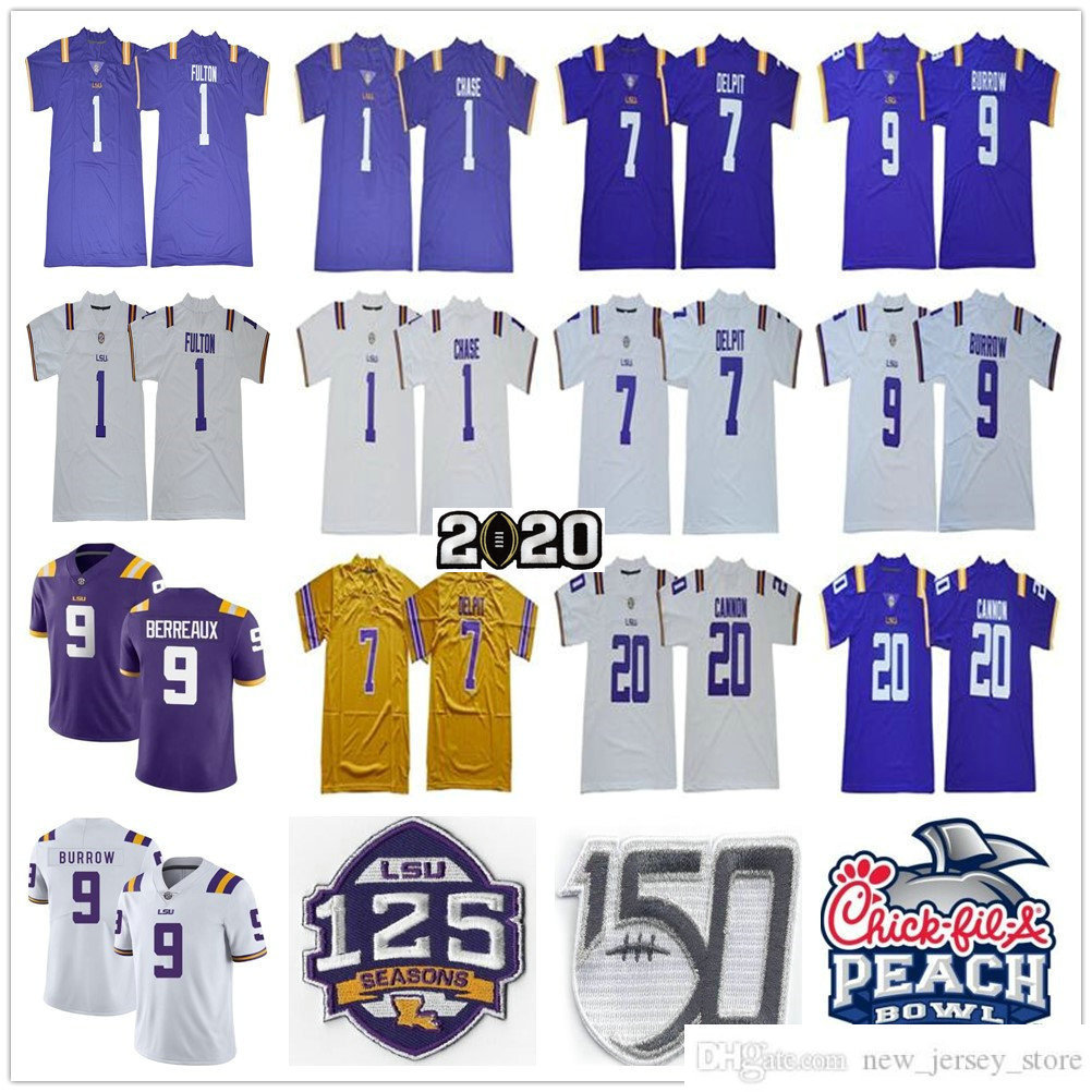 NCAA LSU Tigers College Football Wear 9 Joe Burrow Nickname Burreaux Cannon Kristian Fulton JaMarr Chase Grant Delpit 125TH 150TH 2020th Peach Bowl Jerseys, As picture
NCAA LSU Tigers College Football Wear 9 Joe Burrow Nickname Burreaux Cannon Kristian Fulton JaMarr Chase Grant Delpit 125TH 150TH 2020th Peach Bowl Jerseys, As picture