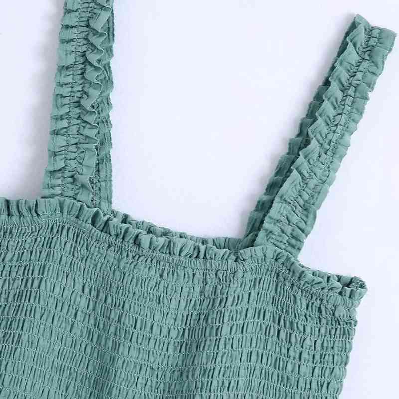 Summer Women Green Jacquard Elastic Slim Suspender Mini Dress Female Sleeveless Clothes Casual Lady Vestido D7675 210430Z