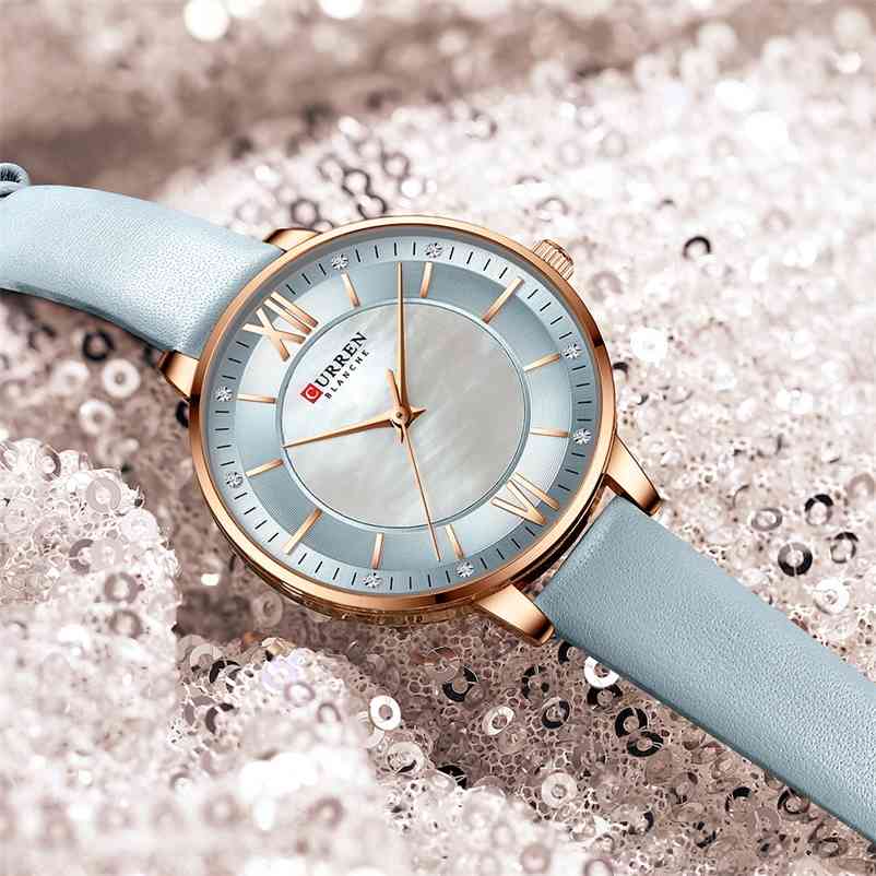 CURREN Woman Watch Top Luxury Brand Elegant Ladies Quartz Wristwatches with Leather Strap Charming Design Girl Clock 210608, Light blue
CURREN Woman Watch Top Luxury Brand Elegant Ladies Quartz Wristwatches with Leather Strap Charming Design Girl Clock 210608, Light blue
