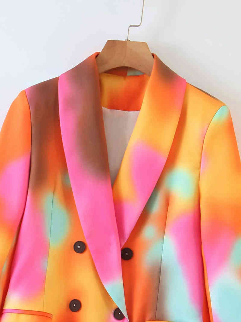 vintage women elegant colorful blazer fashion ladies tie dye long blazers jackets casual female stylish suits girls 210430
