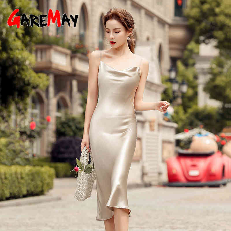 Summer Women Satin Slip Dress Sexy Spaghetti Strap Black Mini Sleeveless Vintage Silk Party Tight Light 210428