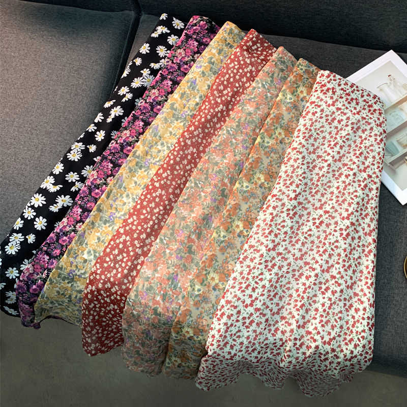 Mozuleva Spring Summer High Waist Chiffon Women Skirts Casual Floral Print Female Maxi Beach Plus Size S-3XL 210621