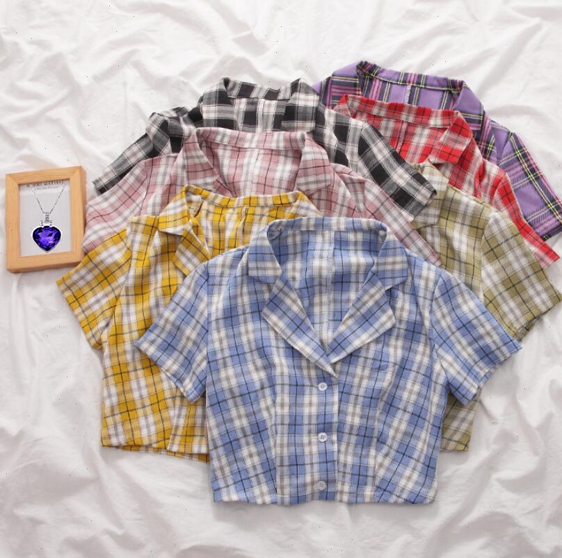 summer korean blouse women blouses vintage crop shirt streetwear plaid ladies elegant button up top, White
summer korean blouse women blouses vintage crop shirt streetwear plaid ladies elegant button up top, White