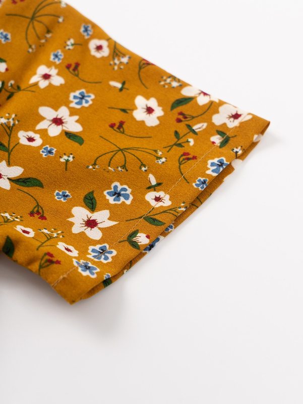 Girls Allover Floral Print Shirred Dress SHE