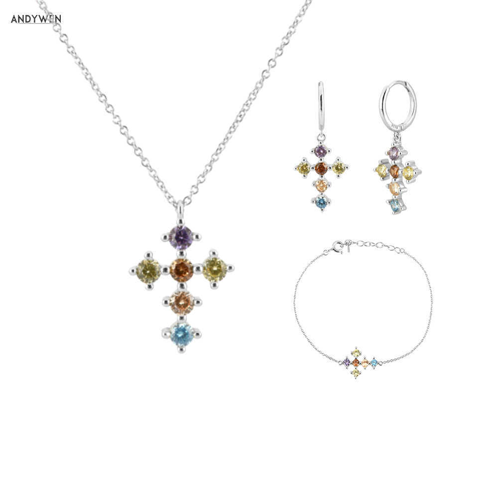 ANDYWEN 925 Sterling Silver Long Shine Colorful Cross Pendiente Earring Bracelet Necklace Orringe Jewelry Set For European Women 210608, White
ANDYWEN 925 Sterling Silver Long Shine Colorful Cross Pendiente Earring Bracelet Necklace Orringe Jewelry Set For European Women 210608, White