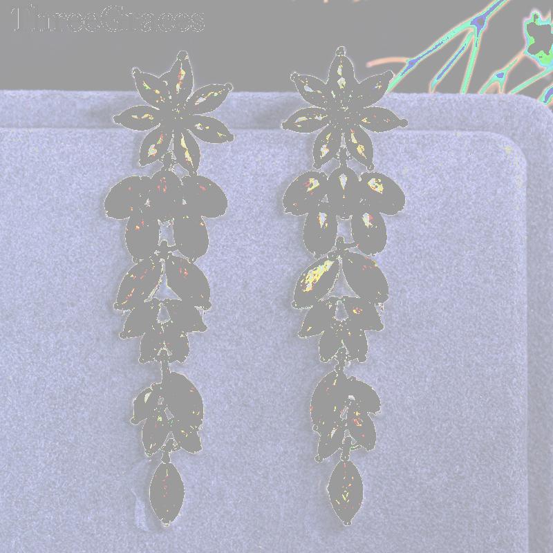 Dangle & Chandelier ThreeGraces Silver Color Shiny Cubic Zirconia Flower Shaped Long Dangling Drop Earrings For Brides Wedding Jewelry ER139
Dangle & Chandelier ThreeGraces Silver Color Shiny Cubic Zirconia Flower Shaped Long Dangling Drop Earrings For Brides Wedding Jewelry ER139