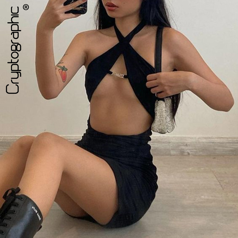 Cryptographic Sexy Backless Halter Sexy Cut-Out Women Mini Dresses Bodycon Club Fashion Sleeveless Black Dress Holiday Clothes
Cryptographic Sexy Backless Halter Sexy Cut-Out Women Mini Dresses Bodycon Club Fashion Sleeveless Black Dress Holiday Clothes