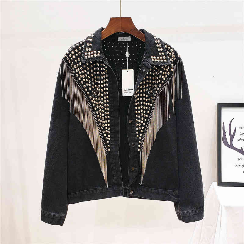 women's jackets jean jacket street wear, short with chain rivet chain, black released from spring ux2i, Black;brown
women's jackets jean jacket street wear, short with chain rivet chain, black released from spring ux2i, Black;brown