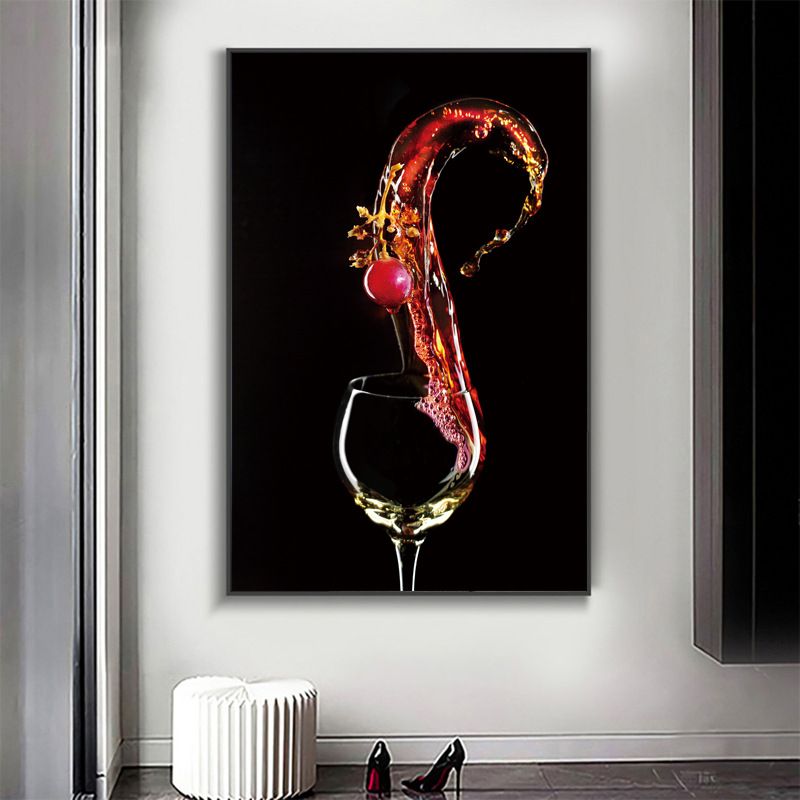Romantic Wine Glasses Strawberry Pictures Canvas Paintings Wall Art Gallery Dining Room Bar Home Decoration Posters