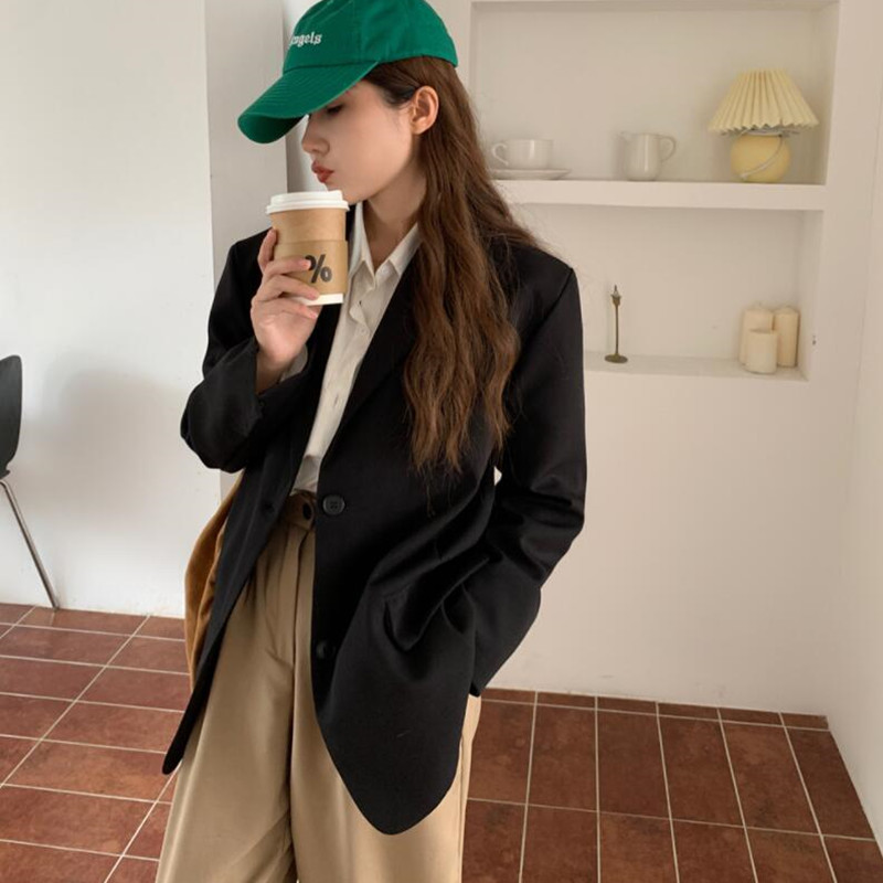 OL Notched Solid Chic Fashion Blazer Coat Female Tops Arrival Autumn Winter Elegant Formal Women Blazers Suit Jacket 210421