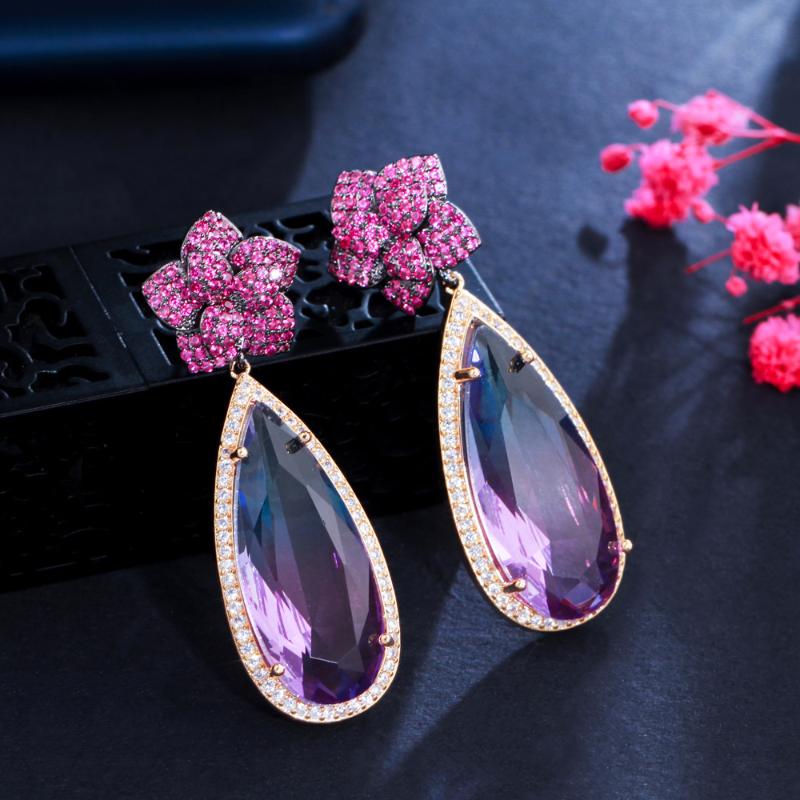 Dangle & Chandelier CWWZircons Trendy Long Big Drop Red Pink CZ Crystal Flower Earrings For Women Luxury Statement Designer Jewelry CZ952, Silver
Dangle & Chandelier CWWZircons Trendy Long Big Drop Red Pink CZ Crystal Flower Earrings For Women Luxury Statement Designer Jewelry CZ952, Silver