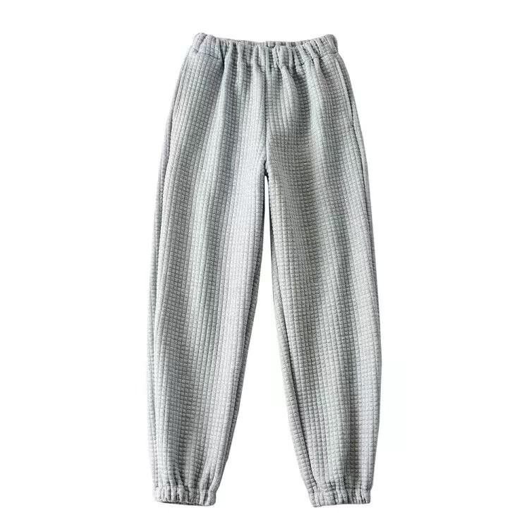 2 piece Set Streetwear Solid Color Gray Quilting Plaid Crop Sweatshirt Elastic Waist Cargo Sports Pants Women Joggers Hoodies 210429