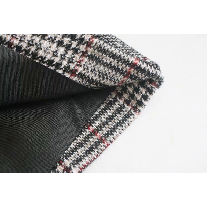 Long Coat Women Winter Plaid Woollen Coat Long Sleeve Female Warm Overcoat Elegant Office Lady Coats Outwear Manteau Femme 210414