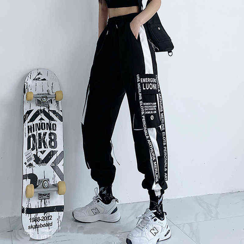 Women Cargo Pants High Waist Loose Sport Trousers Streetwear Clothing Plus Size Casual Pant Quality Elastic Bottom 211124