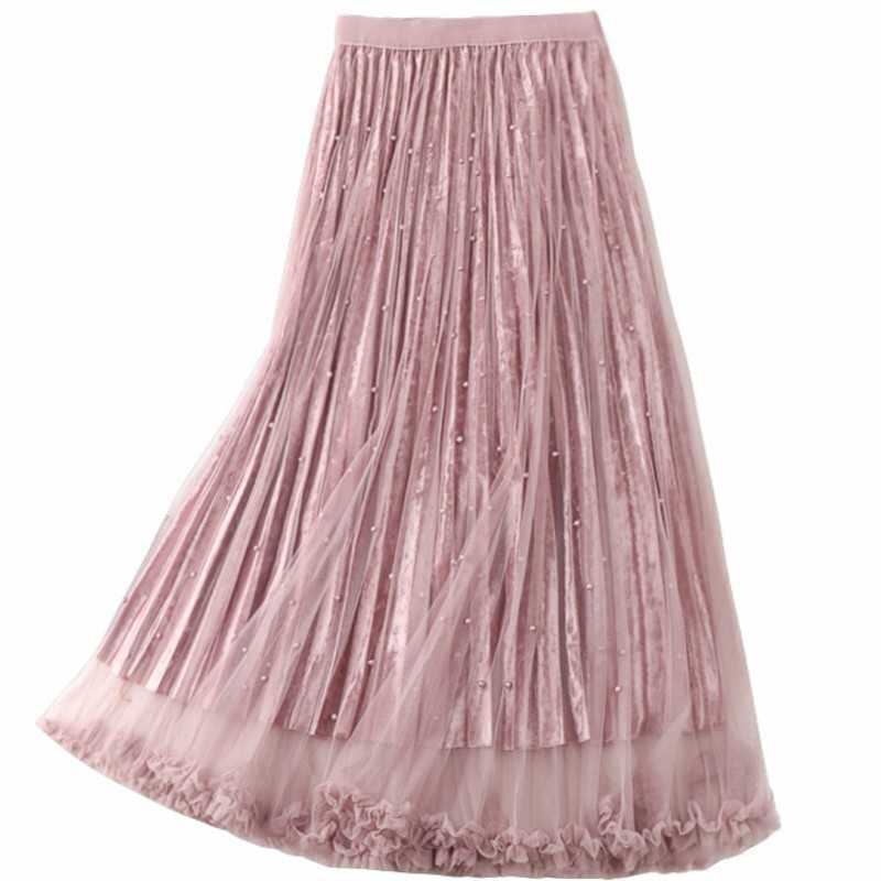 Spring Summer Skirts for Women Beaded Tulle Ladies Elastic High Waist Medium A-Line Pleated 210601, Black
Spring Summer Skirts for Women Beaded Tulle Ladies Elastic High Waist Medium A-Line Pleated 210601, Black