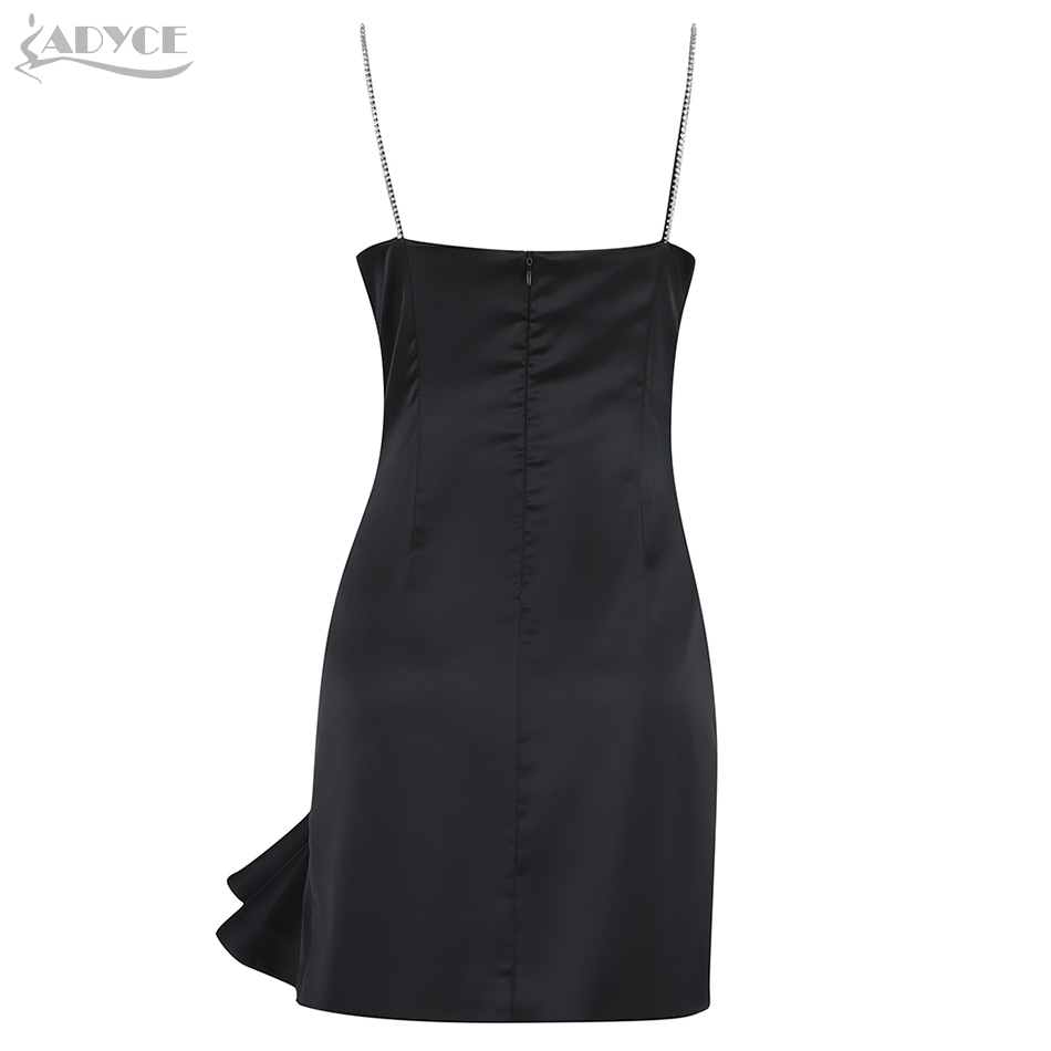Arrive Fashion Black Bow V Neck Women Mini Club Dress Sexy Spaghetti Strap Sleeveles Celebrity Runway Party 210423