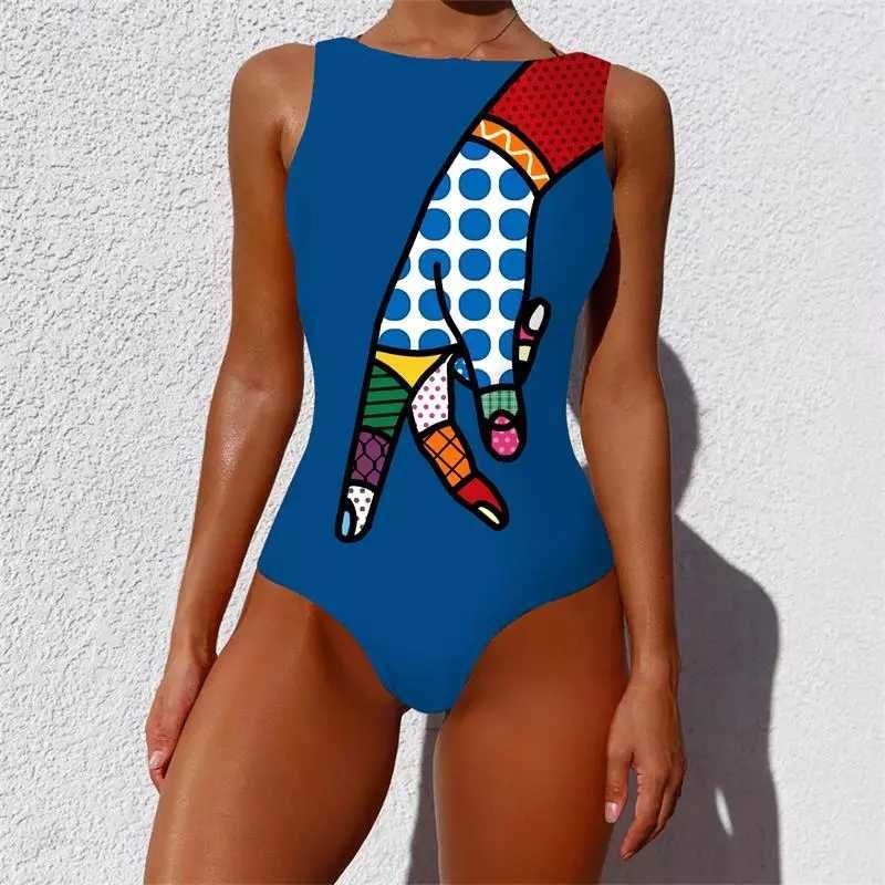 Sexy Print Swimsuit Closed Large Size Swimwear Push Up Women Flower Vintage Body Swim Beach Pool Bathing Suit 210611