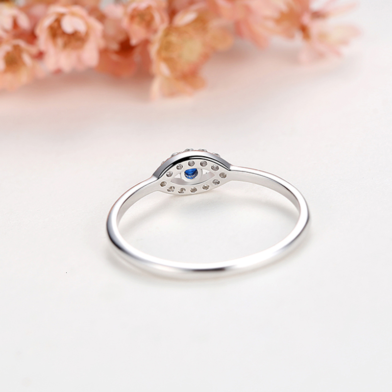 Tontgzhe Genuine 925 Sterling Silver Evil Eye Ring Charm Blue Cz Wedding Rings for Women Lucky Turkey Jewelry Gift Girl