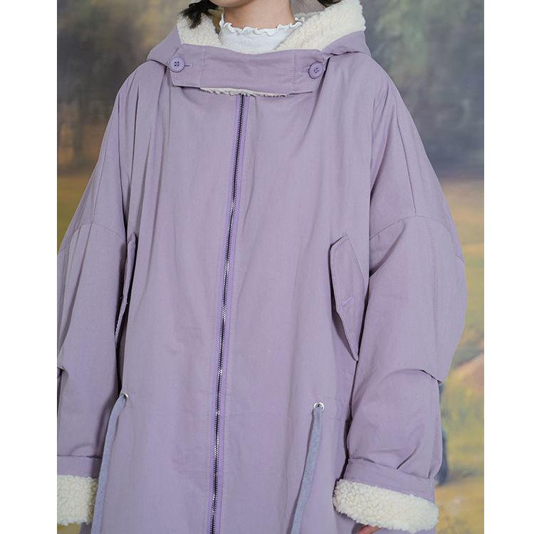 Women's Down & Parkas Winter 2021 Female Students Korean Version Loose Padded Jacket Imitation Lamb Wool Coat Over The Knee Parka