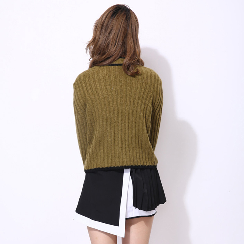 VGH Casual Lace Up Bowknot Sweater For Women Turtleneck Flare Sleeve Casual Basic Knitted Pullovers Female Fall Fashion New 210421