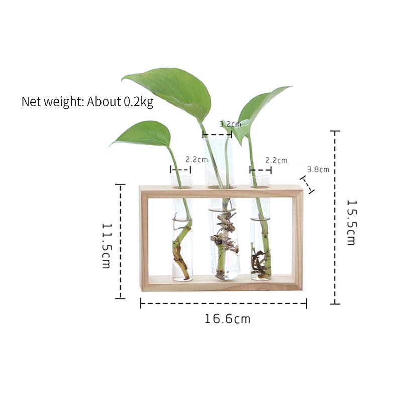Vases Home Creative Test Tubes Glass Planter Terrarium Flower Vase With Wooden Holder Propagation Hydroponic Plant Table Ornaments