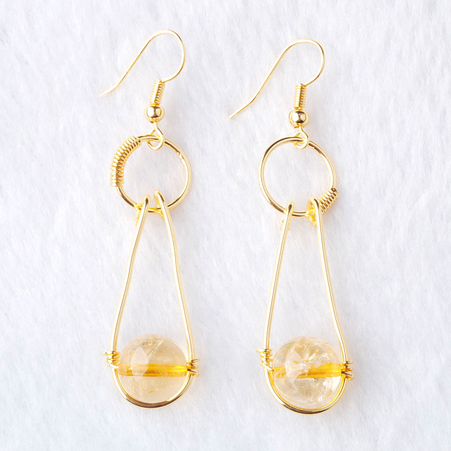 WOJIAER Plated Gold Jewellery for Female Long Earrings Hook Dangle Natural Spectrolite Stone Round Beads Pendant Earring BO953