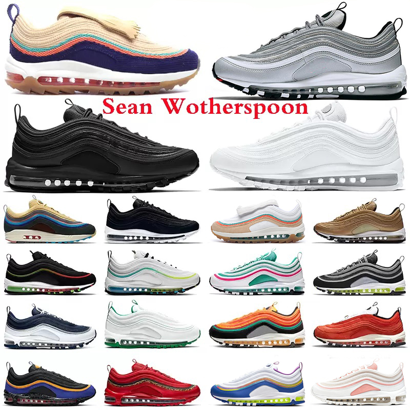 97 Running Shoes Men Women Sean Wotherspoon Triple Black White Silver Bullet Gold South Beach Worldwide Bleached Coral Pine Green Bred Mens Trainers Sports Sneakers, 16
97 Running Shoes Men Women Sean Wotherspoon Triple Black White Silver Bullet Gold South Beach Worldwide Bleached Coral Pine Green Bred Mens Trainers Sports Sneakers, 16