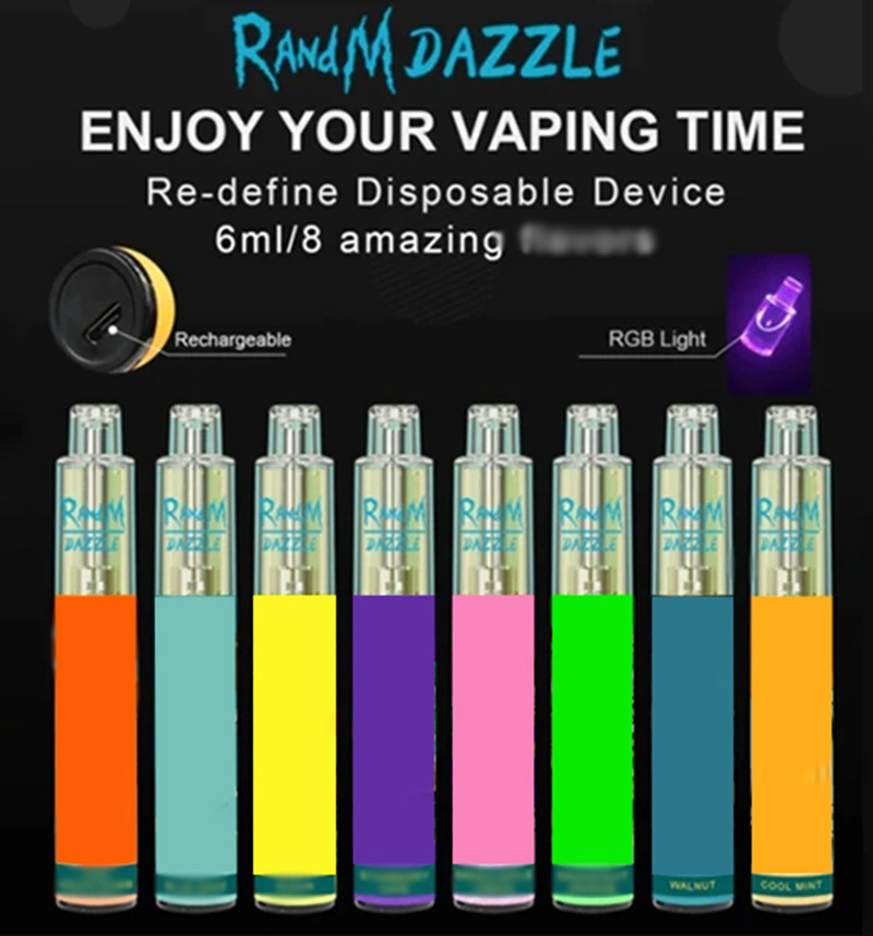 100% Original RandM Dazzle 2000 PUFFS E-Cigarette Disposable Vape Pen Pod Device 8 Flavs 1000mah Rechargeable Battery RGB Light 6ml inside VS PRO KING 5000 GEEK BAR
100% Original RandM Dazzle 2000 PUFFS E-Cigarette Disposable Vape Pen Pod Device 8 Flavs 1000mah Rechargeable Battery RGB Light 6ml inside VS PRO KING 5000 GEEK BAR