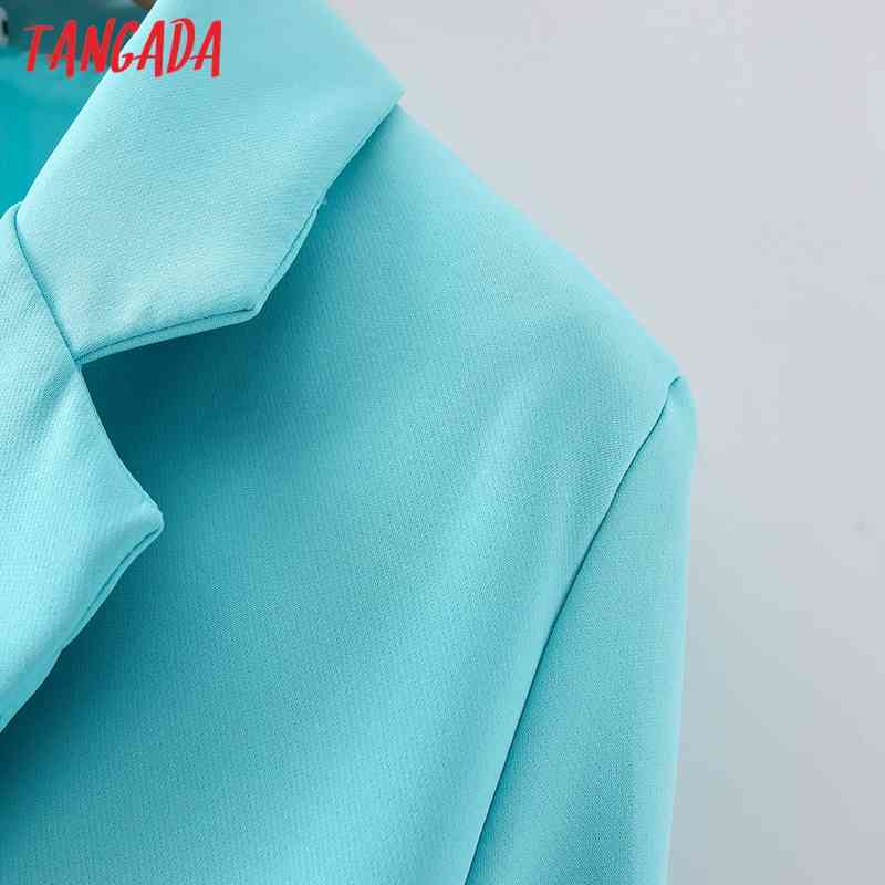 Women Office Blazer Coat Vintage Notched Collar Pocket Fashion Female Work Chic Tops DA39 210416