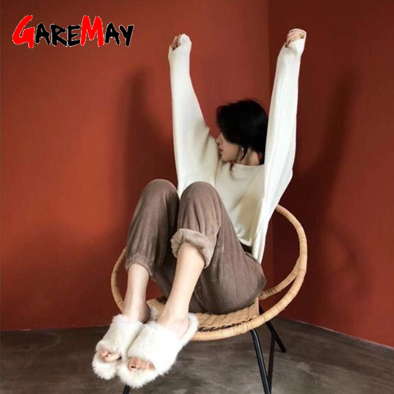 Lady Flannel Pants Women's Sleep Pajama Autumn Winter Warm Home Wear Fleece Casual Long Pant Pyjama Thick Trousers Sleepwear 210428