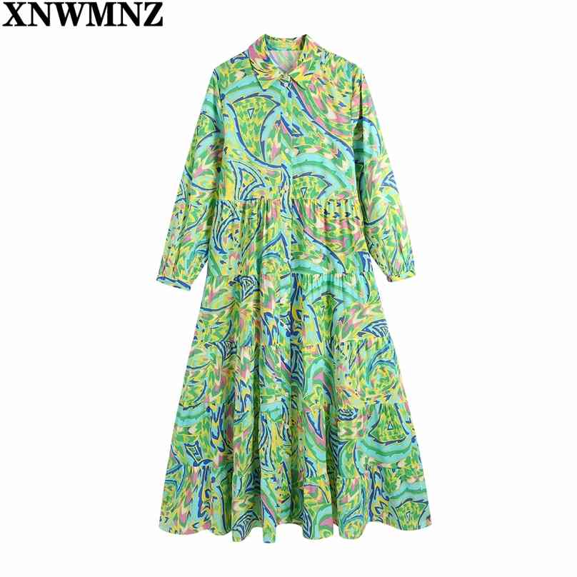 women Fashion Green printed dress woman collared short sleeves ruffled hem button-up midi robe Female summer Dresses 210520
women Fashion Green printed dress woman collared short sleeves ruffled hem button-up midi robe Female summer Dresses 210520