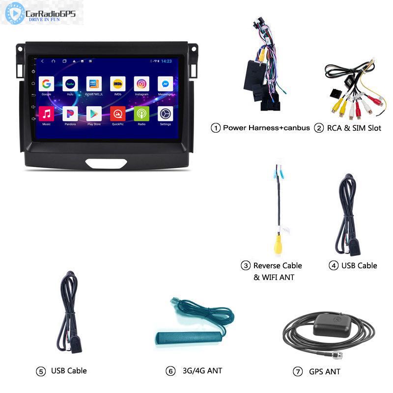 Car Dvd Player with Navigation Gps Radio for Ford RANGER 2016-2019 8-core Android 10.1 Inch
