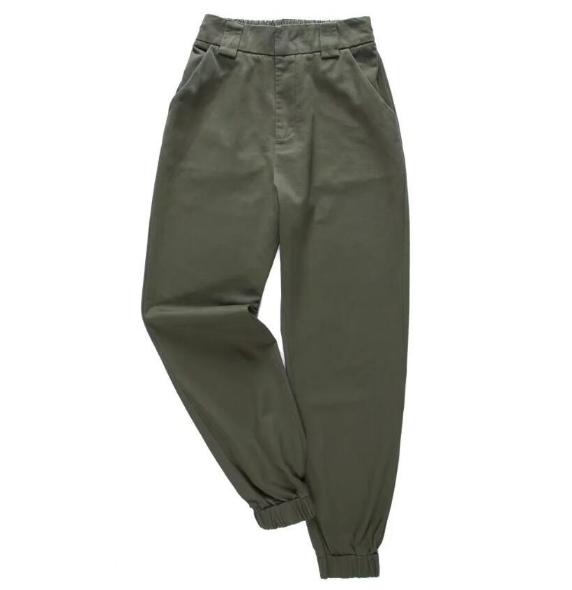 Boyfriend Style High Waist Elastic Cuff Safari Pants Woman Street Loose Unisex Trousers Long Casual Cargo 210429