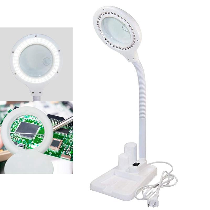 Table Lamps -Led Magnifying Lamp, 5 X 10X Magnifier And & Desk Portable Adjustable Glass With Light For Seniors Re
