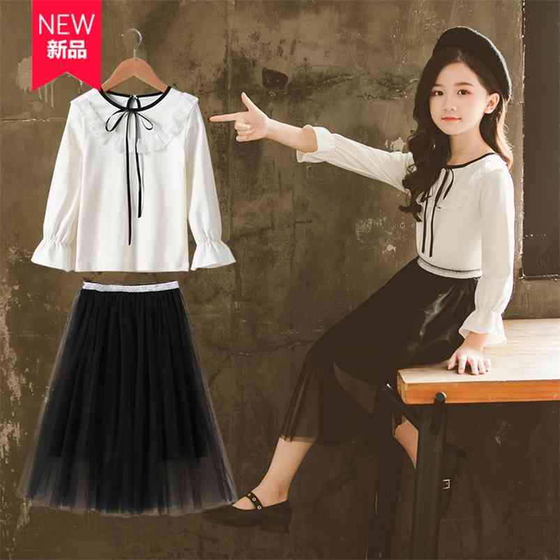 Winter Children Sets Casual Long Sleeve Ruffles T-shirt Mesh Black Solid Skirt Active 2Pcs Girls Clothes 3-12T 210629
Winter Children Sets Casual Long Sleeve Ruffles T-shirt Mesh Black Solid Skirt Active 2Pcs Girls Clothes 3-12T 210629