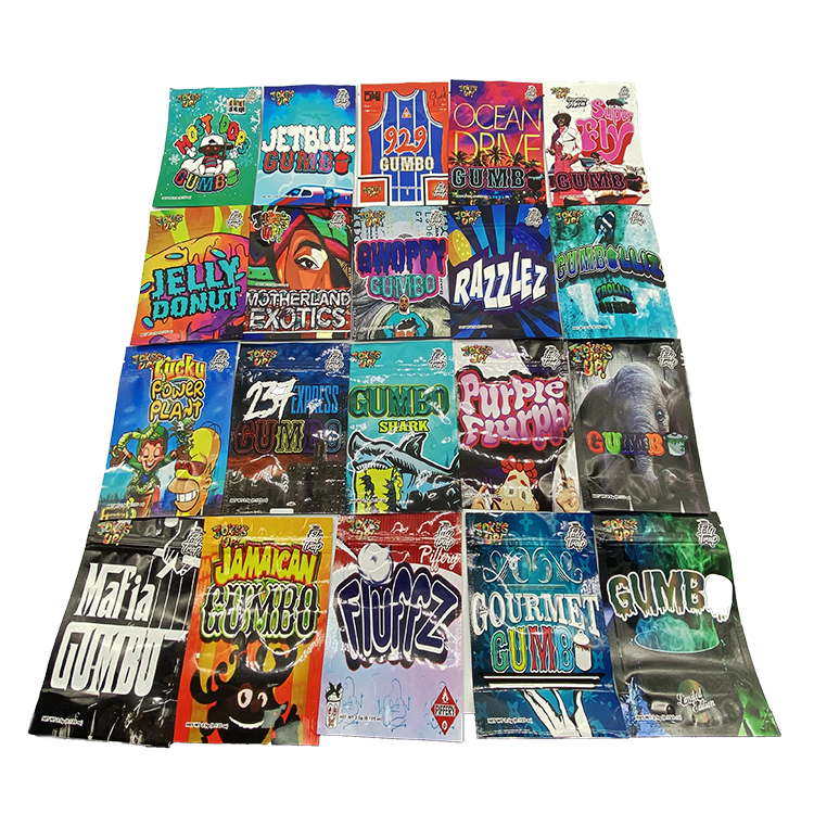 20 print Gumbo flower mylar bags 3.5 g stand up pouch glossy black back plastic packaging bag
20 print Gumbo flower mylar bags 3.5 g stand up pouch glossy black back plastic packaging bag