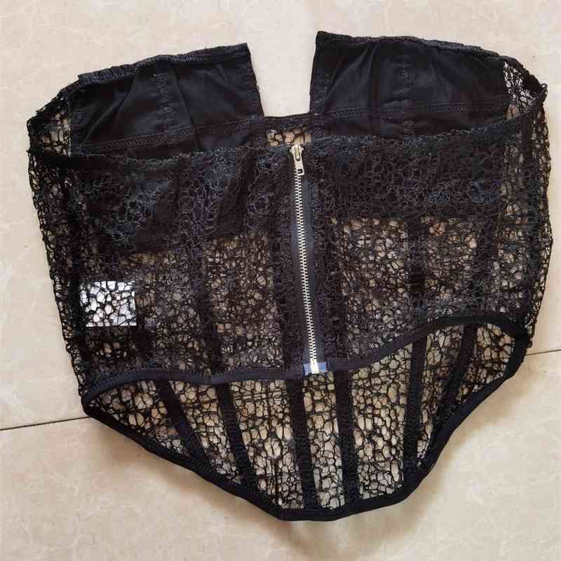 Women Camis Backless Lace Strapless Cami Top Fashionable Hollow Out White Crop Top Sexy Backless Top Autumn P241 210625