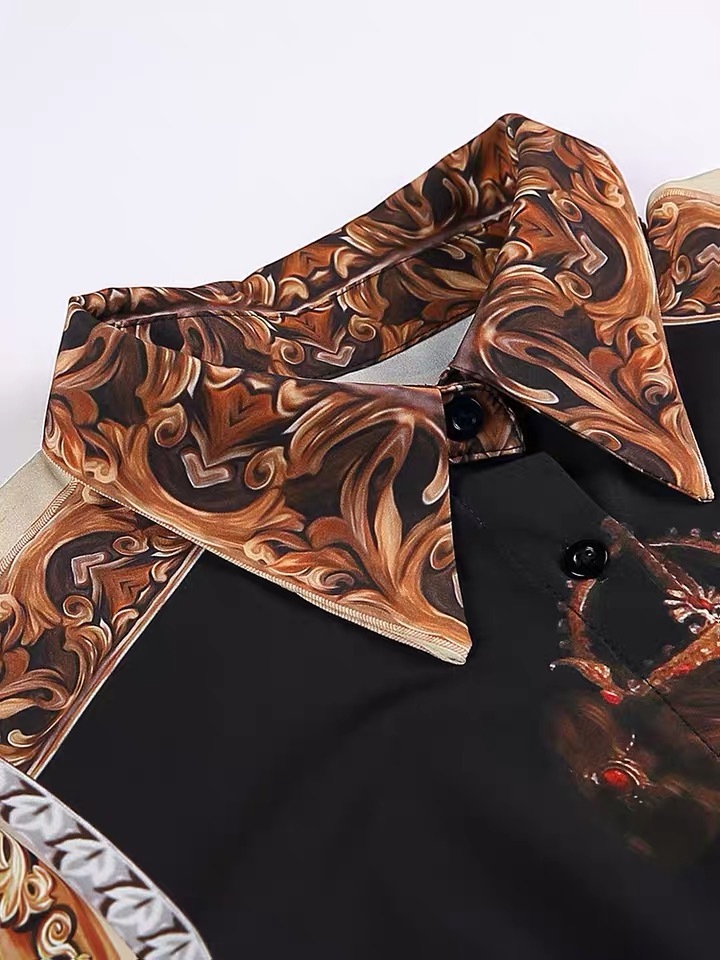 vintage dress painting character printed maxi long sleeve black gothic high waist es oversize big size vestido 210421