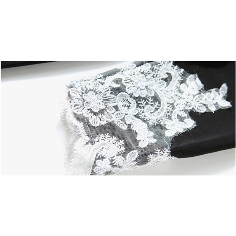 Fashion Runway Long Dresses Women's Full Sleeve Lace Patchwork Vintage Elegant Black Party Vestido Da Festa 210520