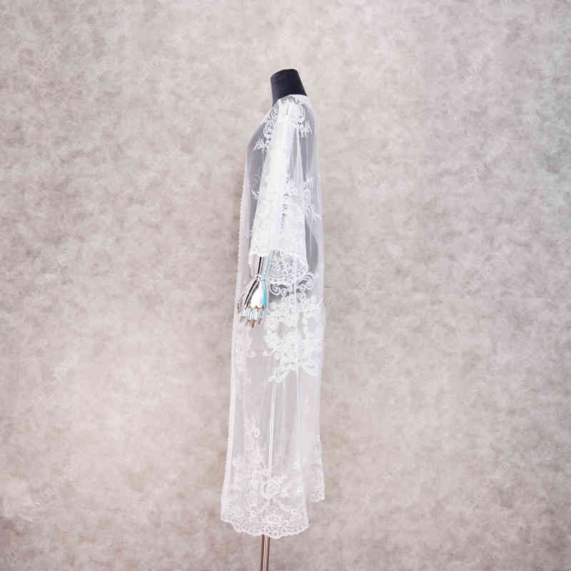 Tunics for beach Long Lace Beach Dress Women Swim Cover up Plus size Saida de Praia Robe Plage Kaftan #Q909 210420