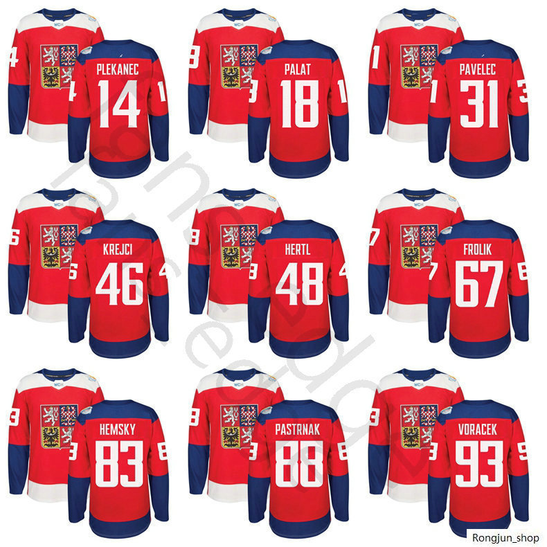 World Cup WCH Czech Republic Ice Hockey Jersey 46 David Krejci 48 Tomas Hertl 93 Jakub Voracek 31 Ondrej Pavelec 88 David Pastrnak, Black;red
World Cup WCH Czech Republic Ice Hockey Jersey 46 David Krejci 48 Tomas Hertl 93 Jakub Voracek 31 Ondrej Pavelec 88 David Pastrnak, Black;red