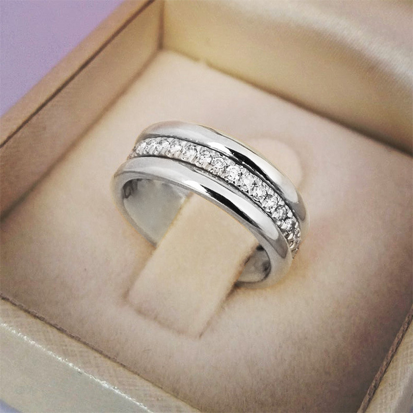 Cubic Zircon Diamond Ring Band Row Crystal Designer Jewelry Silver Gold Engagement Wedding Rings for Women Men Love Couple Fashion Jewelry Will and Sa