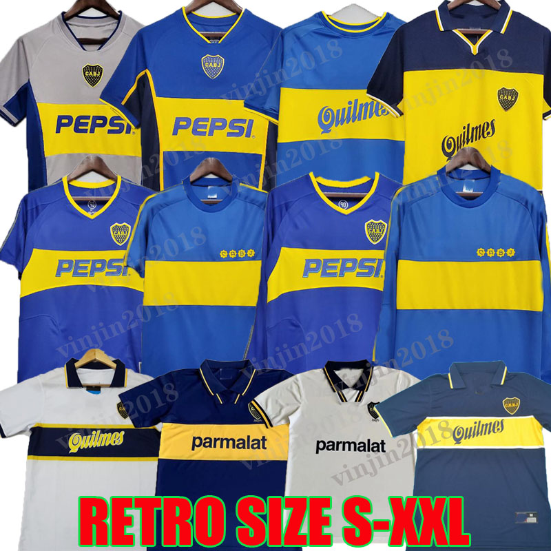 84 95 96 97 98 99 Boca Juniors Retro Soccer Jersey Maradona ROMAN Caniggia RIQUELME 2002 PALERMO Football Shirts Maillot Camiseta de Futbol 99 00 01 02 03 04 05 06 1981