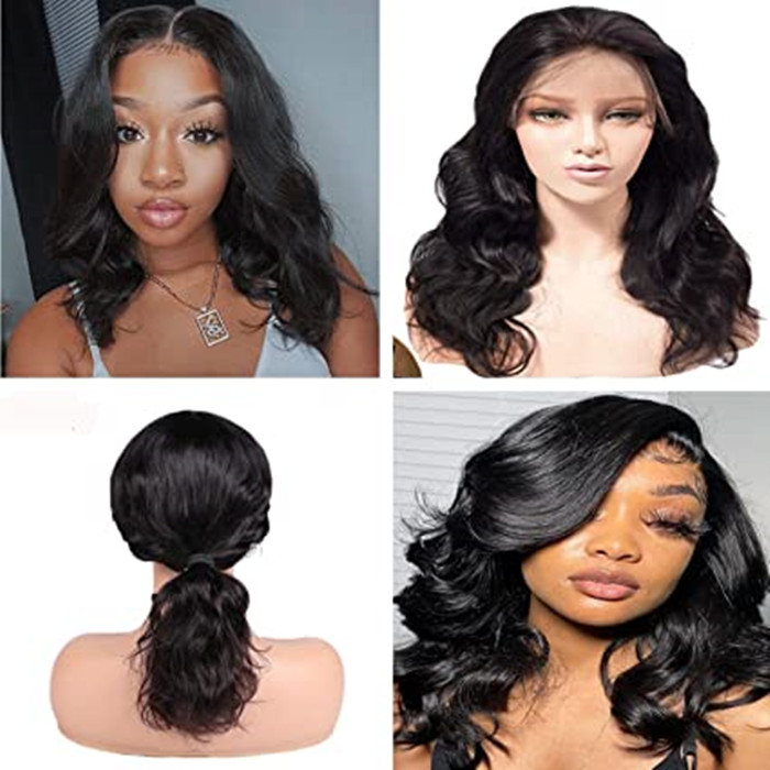Body Wave Human Hair Wig Side Part shoulder length Bob Brazilian wavy Lace Front Remy Wigs With Baby Hair 180 Pre Plucked