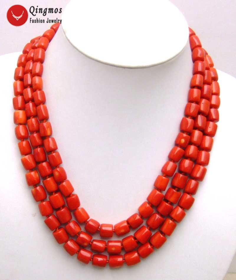 Chokers Qingmos Natural Red Coral Necklace For Women With Genuine 10-12mm Thick Slice 3 Strands 18" Jewelry N5847, Golden;silver
Chokers Qingmos Natural Red Coral Necklace For Women With Genuine 10-12mm Thick Slice 3 Strands 18" Jewelry N5847, Golden;silver