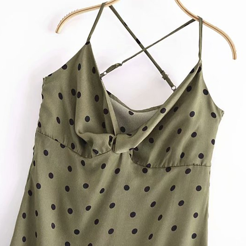 Sweet Women O Neck Backless Dress Summer Fashion Ladies A-line High Waist Elegant Female Polka Dot Underwear Style 210430