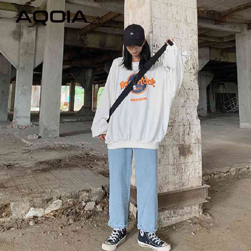 Autumn Streetwear Hard Rock Printing Women Hoodies Sweatshirt Oversize Loose Sweatshirts Plus Size Female Pullovers 210521