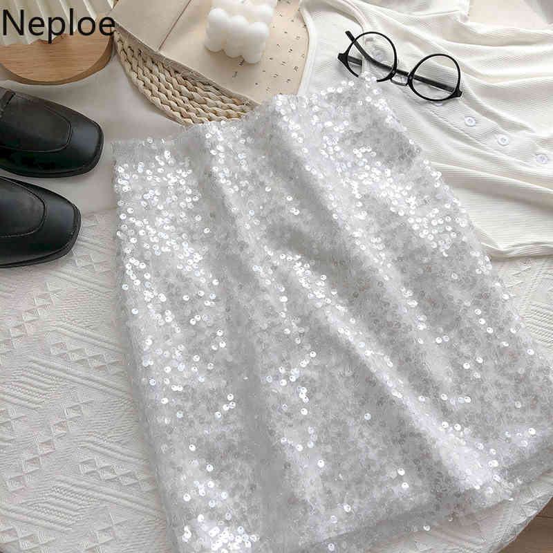 Neploe Sexy Club Style Skirts Women Sequined Bling Mini Faldas Mujer Summer Korean Fashion Jupe High Waist Bodycon Saia 95235 210422